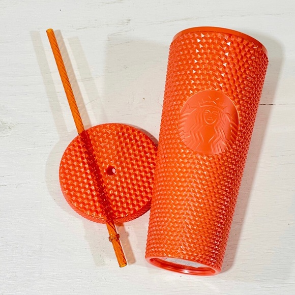🧡NEW Starbucks Orange Pearlized Bling Studded Tumbler 🍁 - Picture 7 of 8